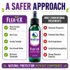 Comparison chart showing Flea-eX natural flea treatment for cats versus conventional flea products, highlighting plant-based ingredients, non-toxic protection, and no harsh chemicals.