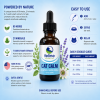 Feline Essential Cat Calm natural calming formula made with 80 herbs, 21 minerals and 7 plant extracts to support relaxation and emotional balance in cats. Cat Calm dosage guide and ingredient highlights showing daily use instructions, natural herbal ingredients and calming support for cats of all ages.