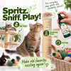 Kitty Crack-Nip catnip spray shown being used on cat trees, scratching posts and cat toys to refresh play areas and make old favorites exciting again.