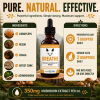 Breathe mushroom tincture ingredients and directions featuring Cordyceps, Reishi, Chaga, Artist Conk, Ashwagandha, and daily dosing for cats.