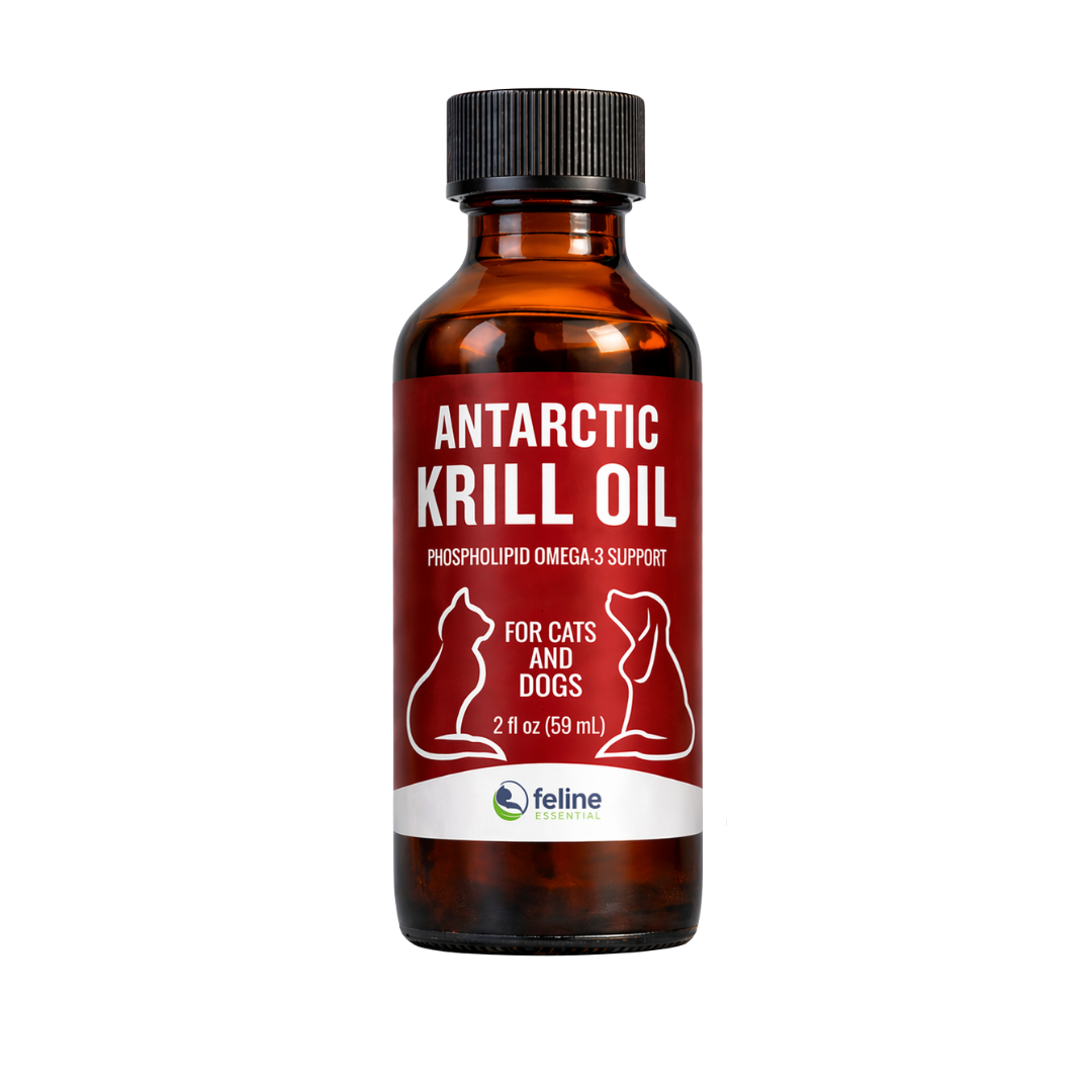 The #1 vet recommended omega 3 supplement for cats and dogs. More absorbable than fish oil and safely packaged in glass, not plastic. Air-limiting closure to protect from oxidation. This krill oil is the best omega 3s for pets you will find available.